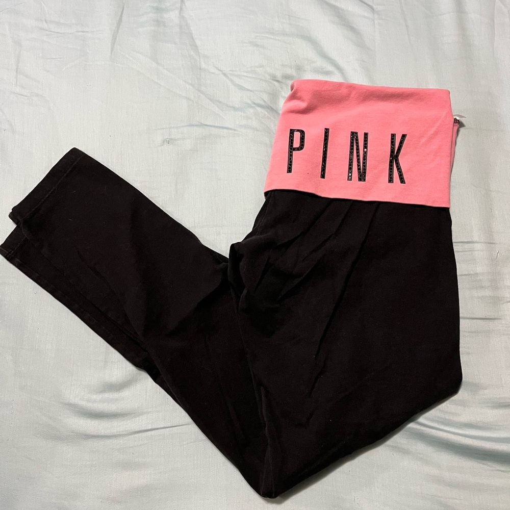 Victorias Secret PINK straight leg leggings with fold over band.